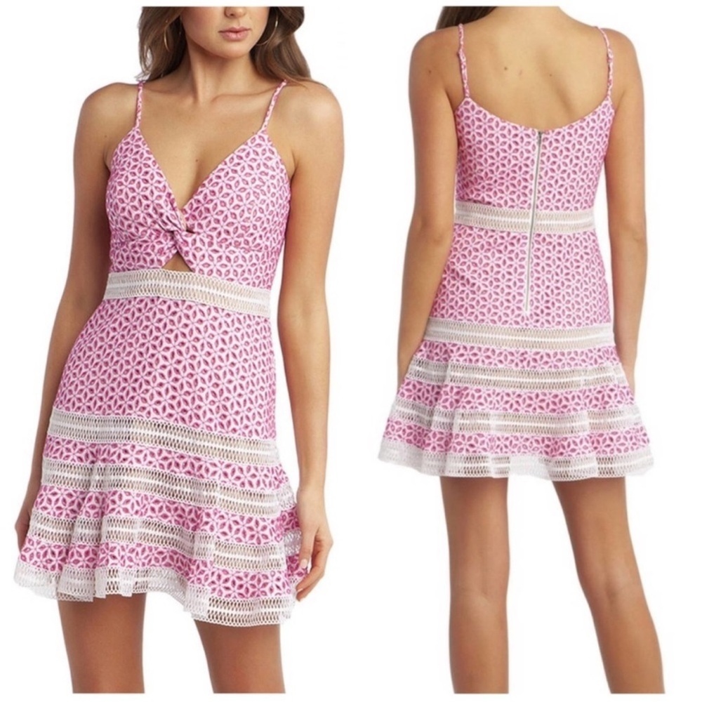 Bardot Camille Twist-Front Eyelet Dress